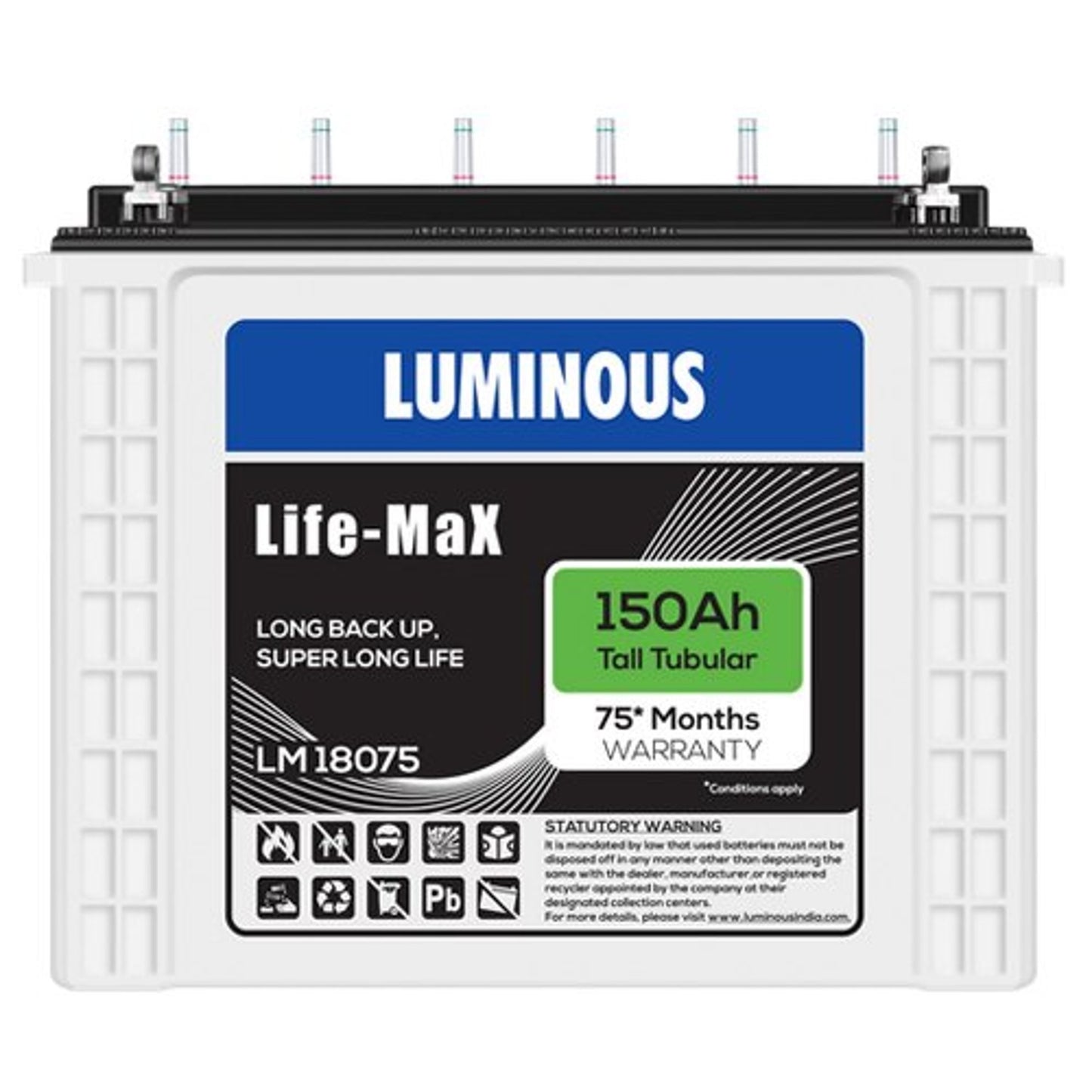 Luminous ICON 1100 12Volt Inverter with LM 18075 150Ah Tubular Battery Combo