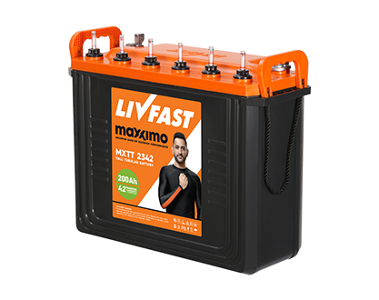 LIVFAST MXTT 2342 - 200AH TALL TUBULAR -  WARRANTY : 21 + 21 MONTHS