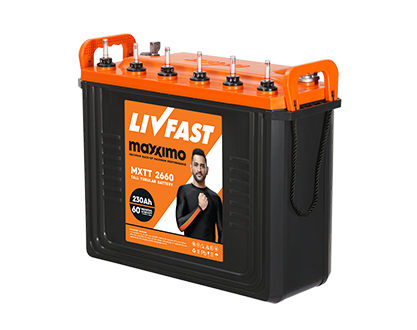 LIVFAST MXTT 2660 - 230AH TALL TUBULAR -  WARRANTY : 42 + 18 MONTHS